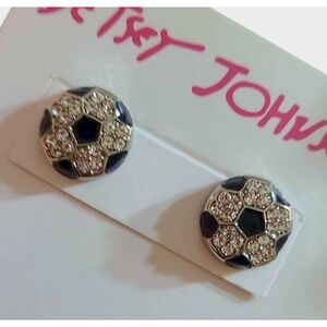Soccer ball stud earrings rhinestones silver tone Trendy SPORT ⚽️
